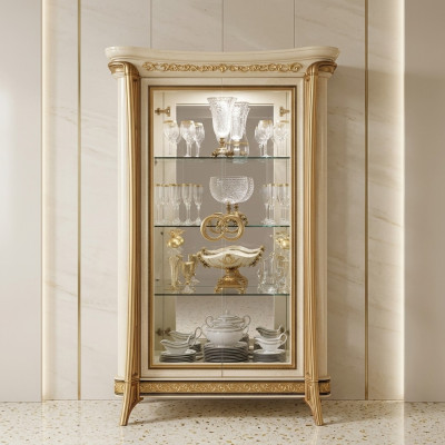 Display cabinet glass cabinet living room shelf baroque rococo real wood