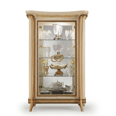 Display cabinet glass cabinet living room shelf baroque rococo real wood
