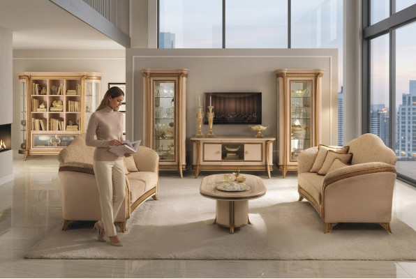Italian furniture sofa set group classic seating arrangements 3+3 seater
