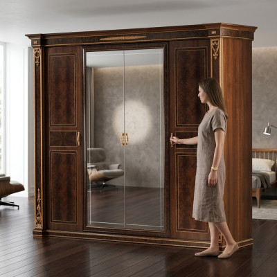 Wardrobe Bedroom Wood Cabinet Modern Style Luxury Wardrobes Classic