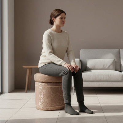 Stool Upholstered Footrest Furniture Living Benches Seat Textile Brown Design