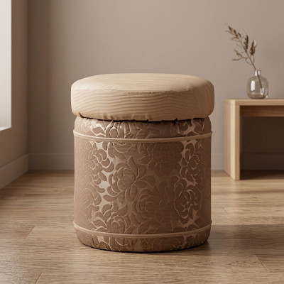 Stool Upholstered Footrest Furniture Living Benches Seat Textile Brown Design