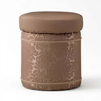 Stool Upholstered Footrest Furniture Living Benches Seat Textile Brown Design
