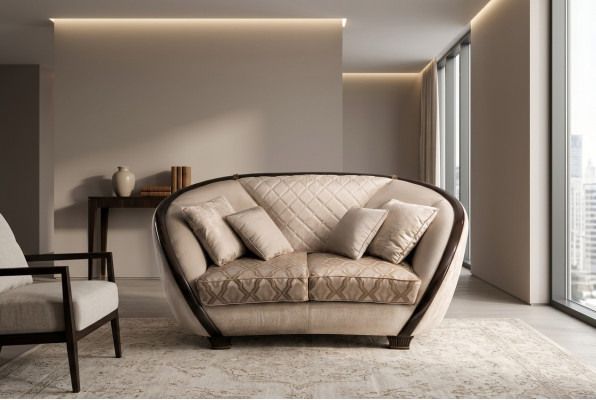 Living room fabric couch sofa 2-seater designer couches couch beige textile upholstery