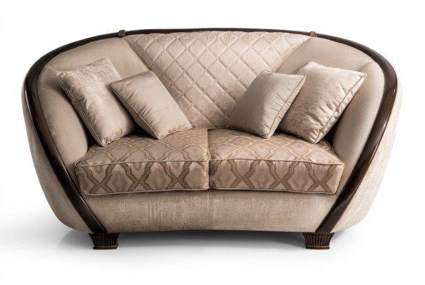 Living room fabric couch sofa 2-seater designer couches couch beige textile upholstery