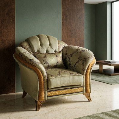 Luxury Television Classic Armchair Lounge 1-Seater Fabric Relax Club arredoclassic