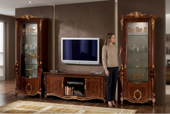 Living room furniture set designer living room sideboard 2x display cabinet 3-piece wall unit new