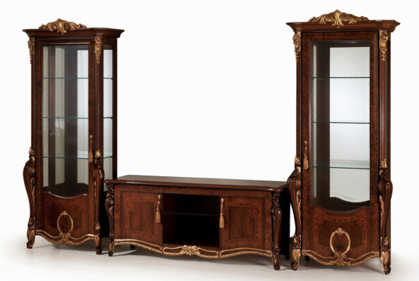 Living room furniture set designer living room sideboard 2x display cabinet 3-piece wall unit new