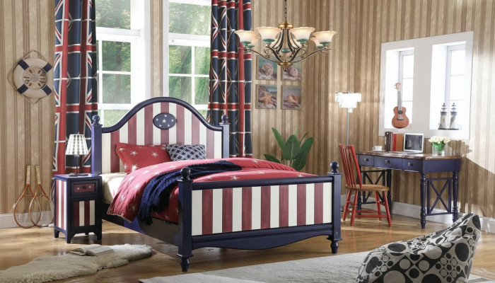 America Bett children's room beds bedroom wood solid wood furniture blue design