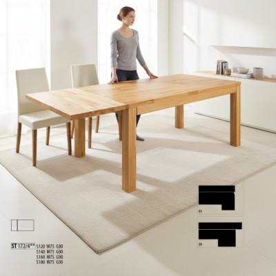 Table Dining Table Massive Furniture Dining Room 180x90cm Real Wood Solid Wood New Tables