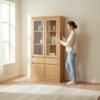Display case, display cabinets, cabinet, glass cabinet, shelf, wooden cabinet, system shelves, living room.