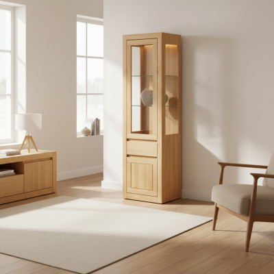 Glass cabinet wooden wardrobe living room closet handcrafted solid wood