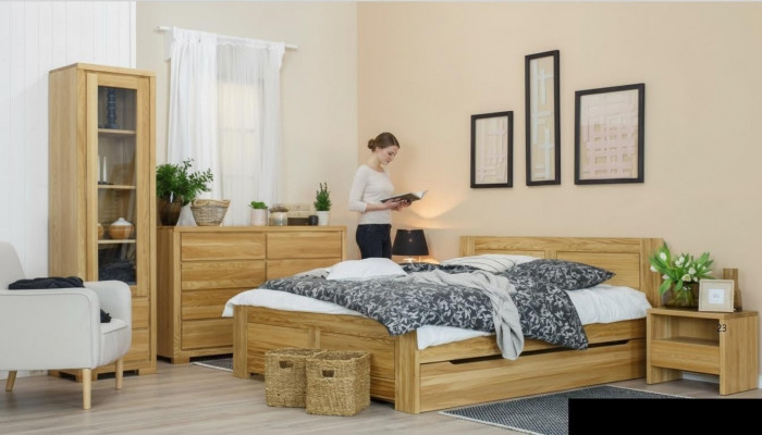 Bedroom furniture 3-piece set bed nightstands 2x beds solid wood real wood