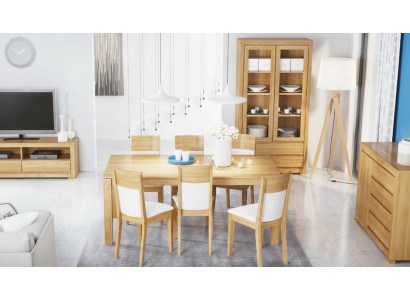 Dining table wood chairs 6x armchair group dining room chair set table new set