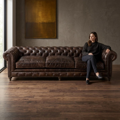 Brown Chesterfield Sofa Couch Upholstery Fabric Leather Couches Upholstery Suite Big XXL