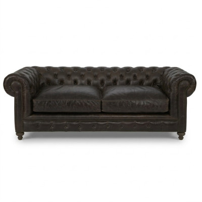 Brown Chesterfield 3-seater designer living room couch