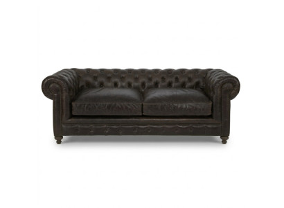 Brown Chesterfield 3-seater designer living room couch