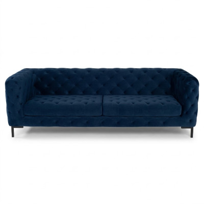 Stylish Blue Chesterfield 3-Seater Living Room Luxury Couch