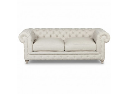 White Chesterfield Upholstered 3-Seater Luxury Living Room Sofa