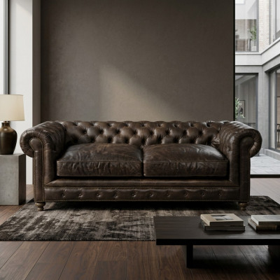 Modern Black Chesterfield Three-Seater Living Room Luxury Sofa