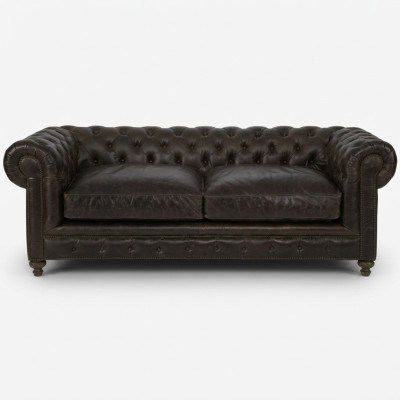 Modern Black Chesterfield Three-Seater Living Room Luxury Sofa