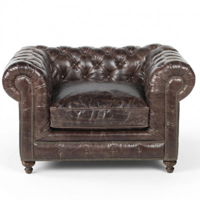 jvmoebel ® - Leather Sofa Couch - Brown Armchair Upholstered Single-seater Couch Set