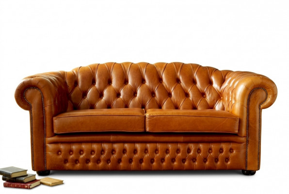 Chesterfield Sofa Couch Upholstery Fabric Leather Sofas Brown Suite 3-Seater