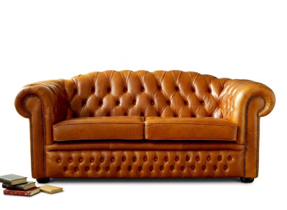 Chesterfield Sofa Couch Upholstery Fabric Leather Sofas Brown Suite 3-Seater