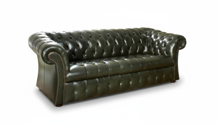 Green Chesterfield 3-Seater Designer Luxury Three-Seater Couch
