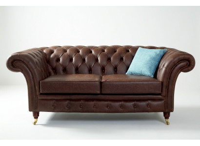 Chesterfield Men's Club Sofa Couch Leather Upholstery 2-Seater Brown NEW jvmoebel ®