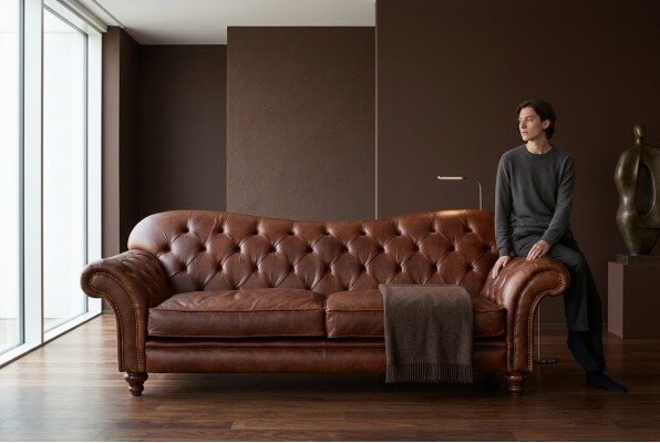 Luxury Chesterfield Living Room Couch Brown Sofa Seat Upholstery Textile Couches New