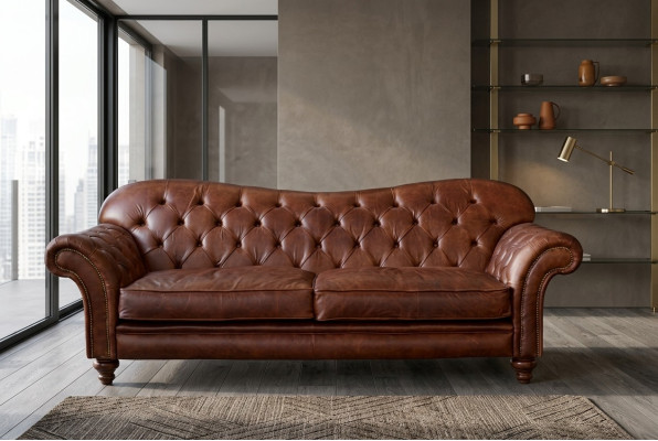 Luxury Chesterfield Living Room Couch Brown Sofa Seat Upholstery Textile Couches New