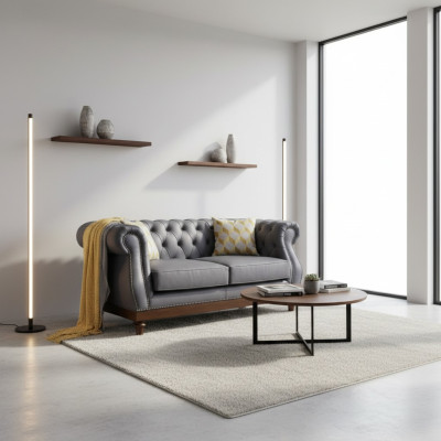 Classic Leather Couch - Gray Chesterfield Fabric Sofa 2 Seater New jvmoebel ®