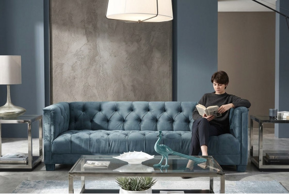 Turkis Velvet Sofa # Chesterfield Luxury Furniture # English Couch jvmoebel ®