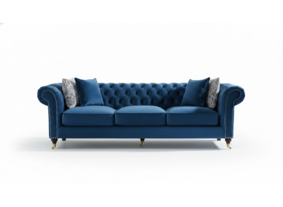 Blue Chesterfield Sofa Luxury Living Room Couch Fabric Sofa