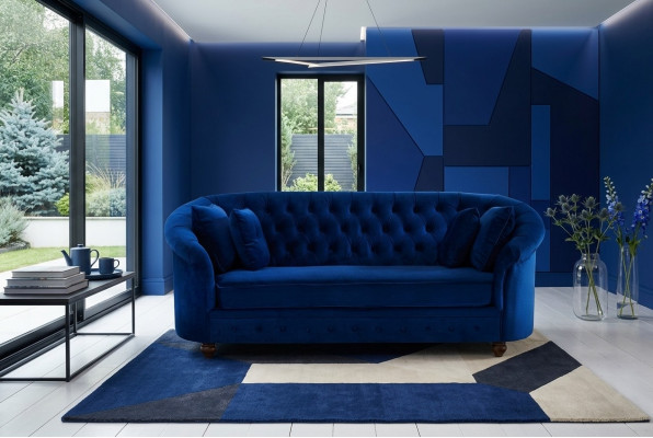 jvmoebel ® - Leather Sofa Couch - Royal Blue Upholstered Three-Seater Sofa Set
