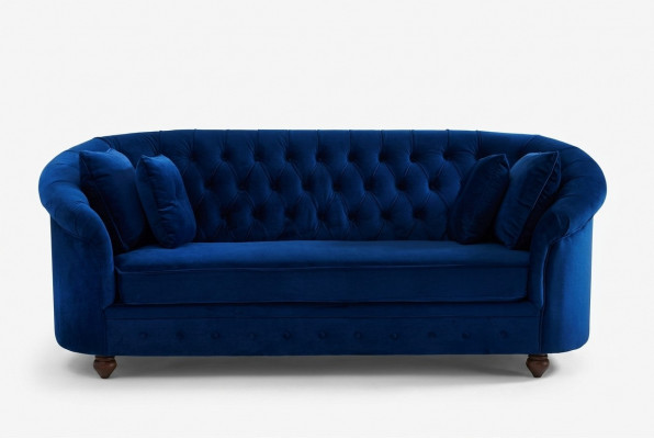 jvmoebel ® - Leather Sofa Couch - Royal Blue Upholstered Three-Seater Sofa Set