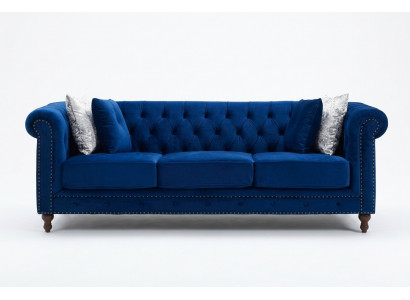 jvmoebel ® - Leather Sofa Couch - Royal Blue Upholstery Three-Seater Couch Set