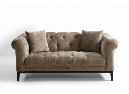 Cozy Beige Chesterfield Three-Seater Living Room Couch
