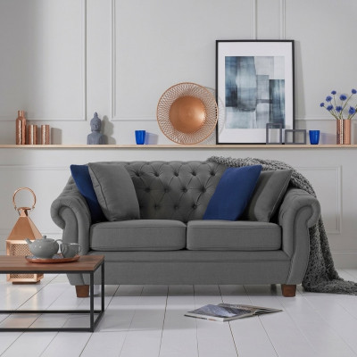 Classic Leather Couch - Textile Chesterfield Fabric Sofa 2-Seater New jvmoebel ®