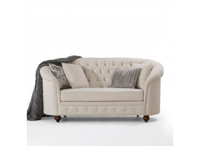 Classic Textile Couch - Beige Chesterfield Fabric Sofa 2-Seater New jvmoebel®