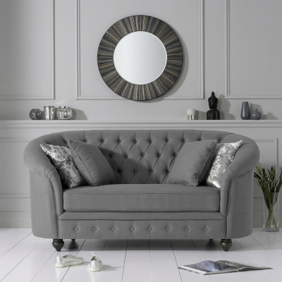 Classic Textile Couch - Gray Chesterfield Fabric Sofa 2-Seater New jvmoebel ®