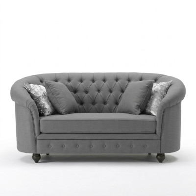 Classic Textile Couch - Gray Chesterfield Fabric Sofa 2-Seater New jvmoebel ®