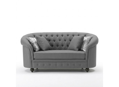 Classic Textile Couch - Gray Chesterfield Fabric Sofa 2-Seater New jvmoebel ®