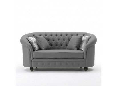 Classic Textile Couch - Gray Chesterfield Fabric Sofa 2-Seater New jvmoebel ®