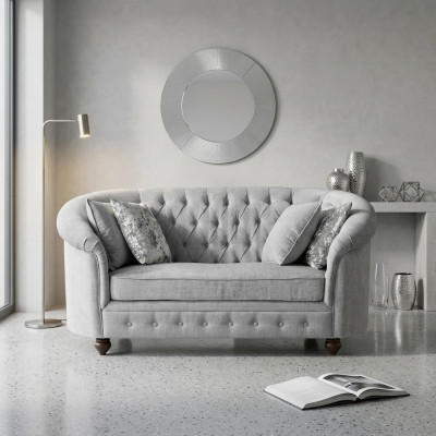 jvmoebel ® - Country House Designer Couch - Chesterfield Textile Sofa Gray Fabric New