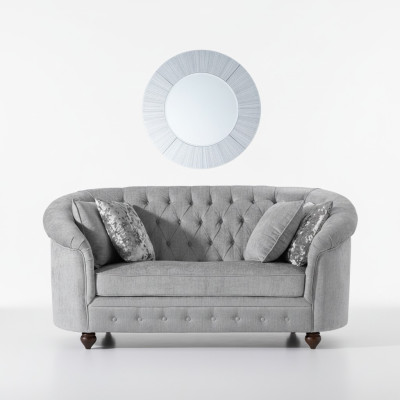 jvmoebel ® - Country House Designer Couch - Chesterfield Textile Sofa Gray Fabric New