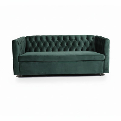 American Style Chesterfield Sofa Couch Leather Upholstery Three-Seater Green