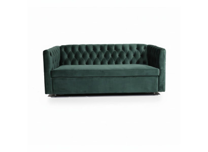 American Style Chesterfield Sofa Couch Leather Upholstery Three-Seater Green