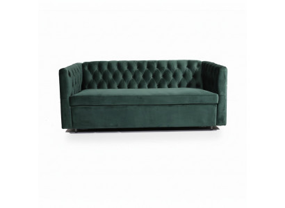 American Style Chesterfield Sofa Couch Leather Upholstery Three-Seater Green